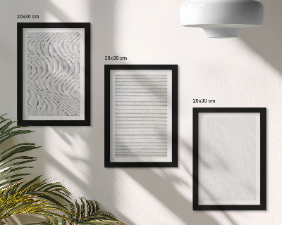 Conjunto de 3 quadros decorativos Padrões de estruturas de cordas brilhantes na areia