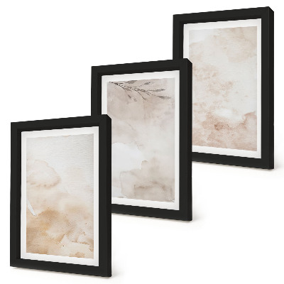 Conjunto de molduras com imagens Manchas e folhas em aquarela em tons pastel.
