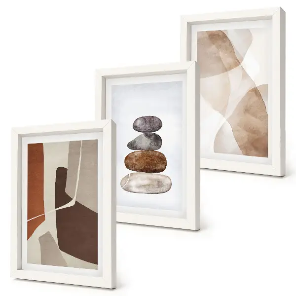 Pintura abstrata com decoração moderna tríptico com moldura