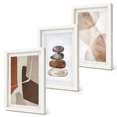 Tríptico com moldura Pintura abstrata com decoração moderna