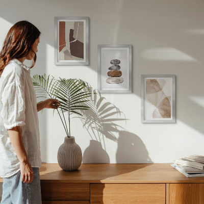 Tríptico com moldura Pintura abstrata com decoração moderna