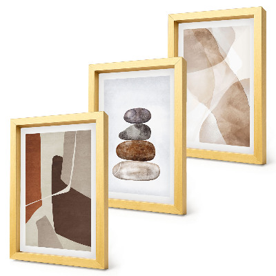 Tríptico com moldura Pintura abstrata com decoração moderna