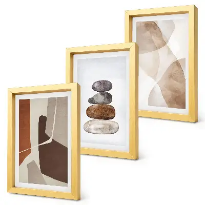 Pintura abstrata com decoração moderna tríptico com moldura