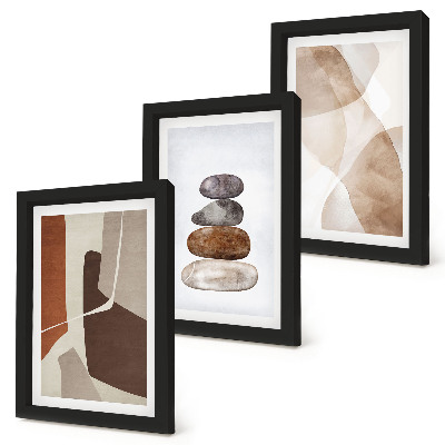 Tríptico com moldura Pintura abstrata com decoração moderna