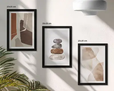 Pintura abstrata com decoração moderna tríptico com moldura