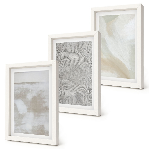 Conjunto de 3 quadros decorativos Abstração no design, texturas de pintura moderna