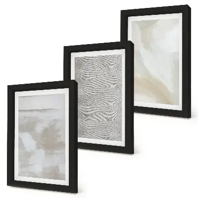 Conjunto de 3 quadros decorativos com abstração em design de texturas de pintura moderna