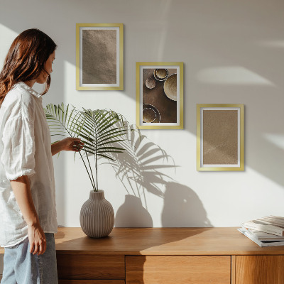 Tríptico com moldura Estruturas de pedra em estilo minimalista moderno