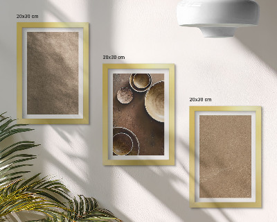 Tríptico com moldura Estruturas de pedra em estilo minimalista moderno