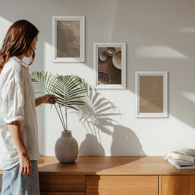 Tríptico com moldura Estruturas de pedra em estilo minimalista moderno