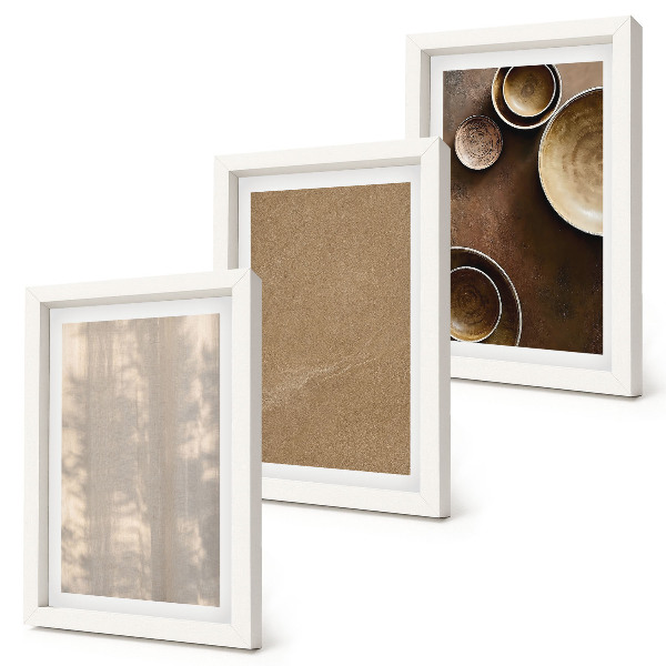 Conjunto de 3 quadros decorativos Estruturas e texturas em estilo minimalista