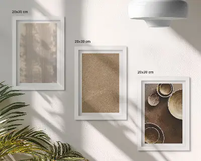 Conjunto de 3 quadros decorativos com estruturas e texturas em estilo minimalista
