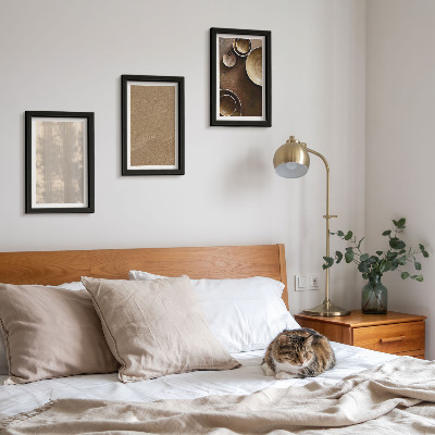 Conjunto de 3 quadros decorativos Estruturas e texturas em estilo minimalista