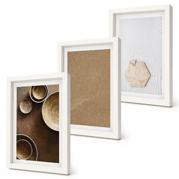 Conjunto de 3 quadros decorativos com texturas minimalistas em tons quentes
