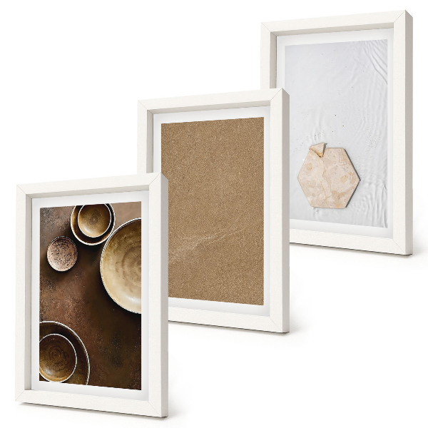 Conjunto de 3 quadros decorativos Texturas minimalistas em cores quentes