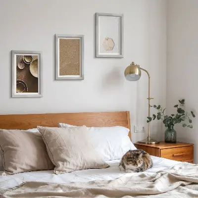 Conjunto de 3 quadros decorativos com texturas minimalistas em tons quentes