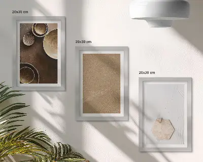 Conjunto de 3 quadros decorativos com texturas minimalistas em tons quentes