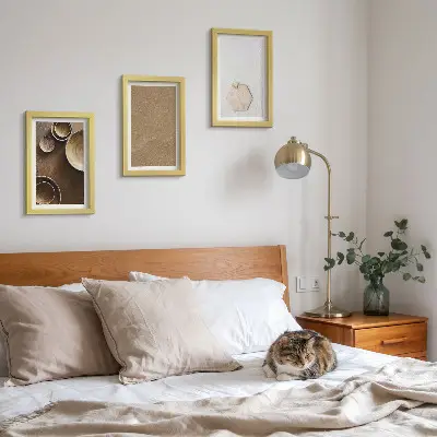Conjunto de 3 quadros decorativos com texturas minimalistas em tons quentes