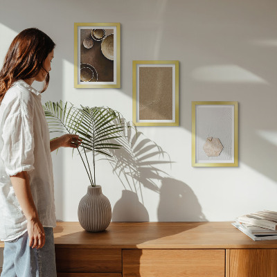 Conjunto de 3 quadros decorativos Texturas minimalistas em cores quentes