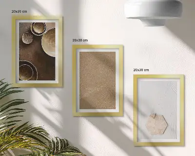 Conjunto de 3 quadros decorativos com texturas minimalistas em tons quentes
