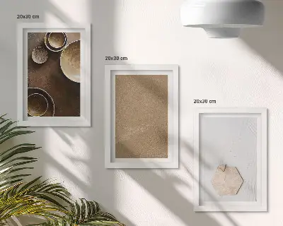 Conjunto de 3 quadros decorativos com texturas minimalistas em tons quentes