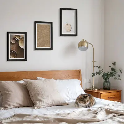 Conjunto de 3 quadros decorativos com texturas minimalistas em tons quentes