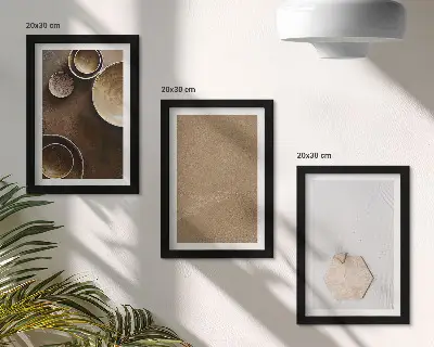 Conjunto de 3 quadros decorativos com texturas minimalistas em tons quentes