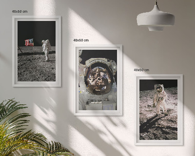 Conjunto de 3 quadros com moldura Pouso de astronauta da NASA na Lua
