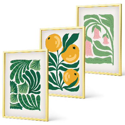 Conjunto de quadros para sala de estar Padrões minimalistas de plantas