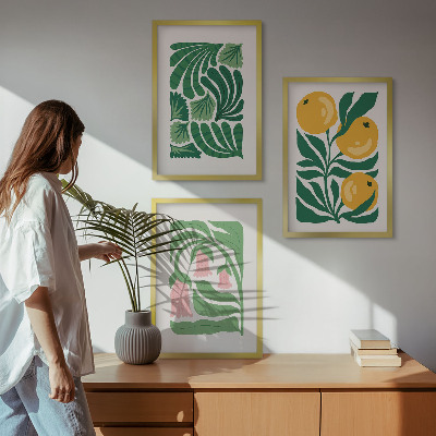 Conjunto de quadros para sala de estar Padrões minimalistas de plantas