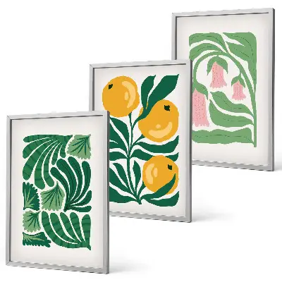 Conjunto de quadros para sala de estar com padrões minimalistas de plantas