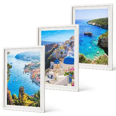 Composição de quadros moderna com vistas gregas de Santorini Oia