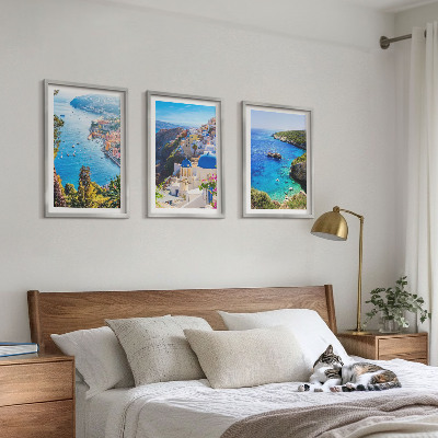 Composição de quadros moderna Vistas gregas de Santorini Oia