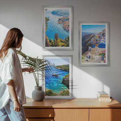 Composição de quadros moderna Vistas gregas de Santorini Oia