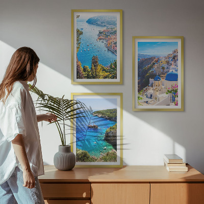 Composição de quadros moderna Vistas gregas de Santorini Oia