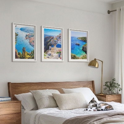 Composição de quadros moderna Vistas gregas de Santorini Oia
