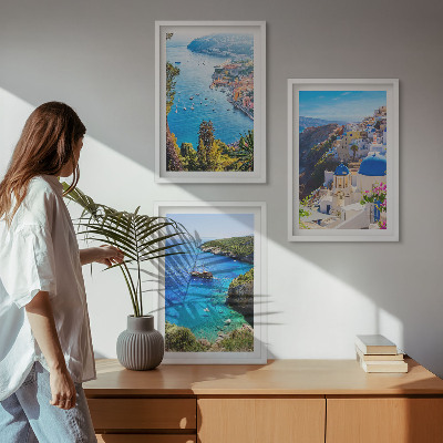 Composição de quadros moderna Vistas gregas de Santorini Oia