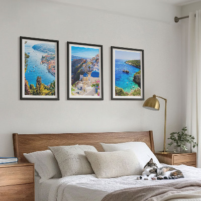 Composição de quadros moderna Vistas gregas de Santorini Oia