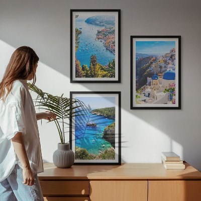 Composição de quadros moderna Vistas gregas de Santorini Oia