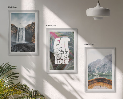 Conjunto de quadros para sala de estar Cachoeira montanhas natureza barco