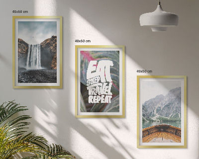 Conjunto de quadros para sala de estar Cachoeira montanhas natureza barco