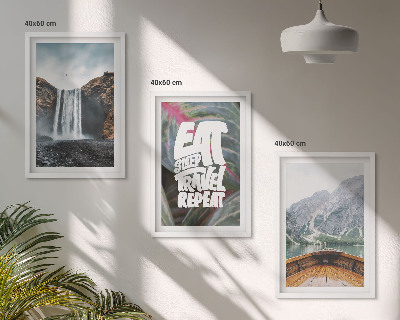 Conjunto de quadros para sala de estar Cachoeira montanhas natureza barco
