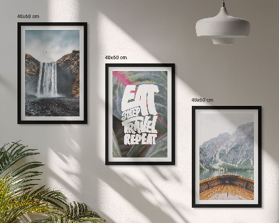 Conjunto de quadros para sala de estar Cachoeira montanhas natureza barco