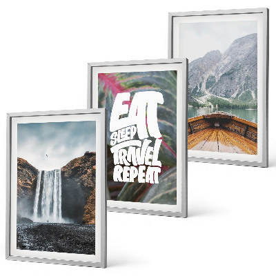 Conjunto de quadros para sala de estar Cachoeira montanhas natureza barco
