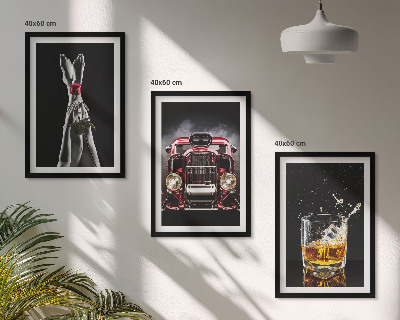 Composição de quadros moderna Pernas femininas rosa carro uísque