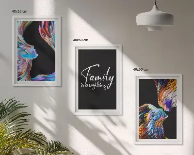Composição de quadros moderna com retratos de pessoas, padrões coloridos e família