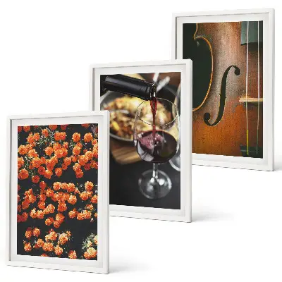 Conjunto de quadros para sala de estar com estampas de flores vintage, vinho e violino
