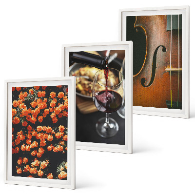 Conjunto de quadros para sala de estar Flores vintage, vinho, violino