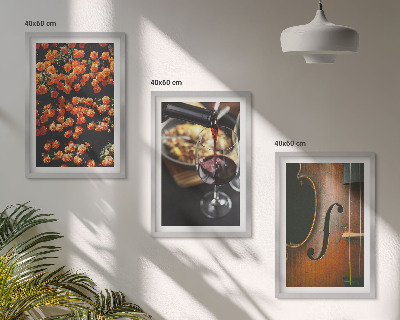 Conjunto de quadros para sala de estar Flores vintage, vinho, violino