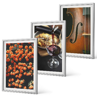 Conjunto de quadros para sala de estar Flores vintage, vinho, violino